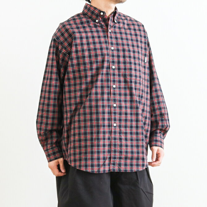 ジムフレックス GYMPHLEXルーズフィット チェックシャツ 長袖LOOSE FIT L/S CHECK SHIRTJ-1389NBPメン..