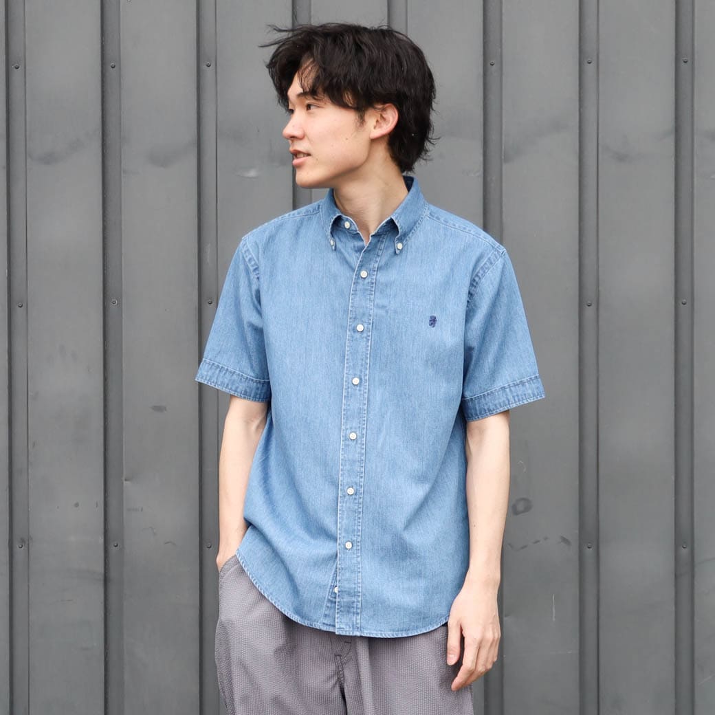 Gymphlex ジムフレックス ボタンダウン ショートスリーブ デニムシャツ S/S BUTTON DOWN DENIM SHIRT J-1421SDM ボーンフリー BORN FREE