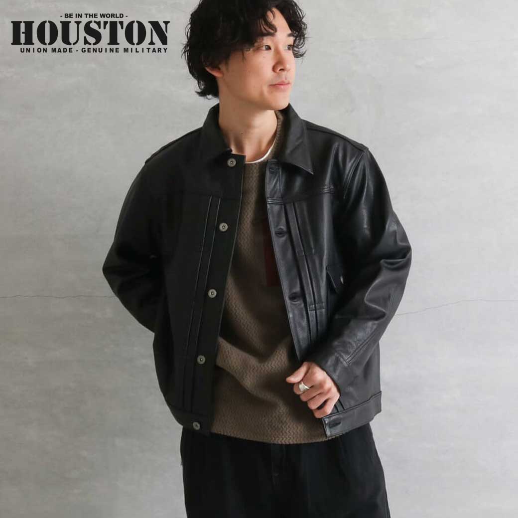 【11/27 9:59までP10倍】HOUSTON ヒューストン カウレザートラックジャケット COW LEATHER TRACK JACKET メンズ ジャ...