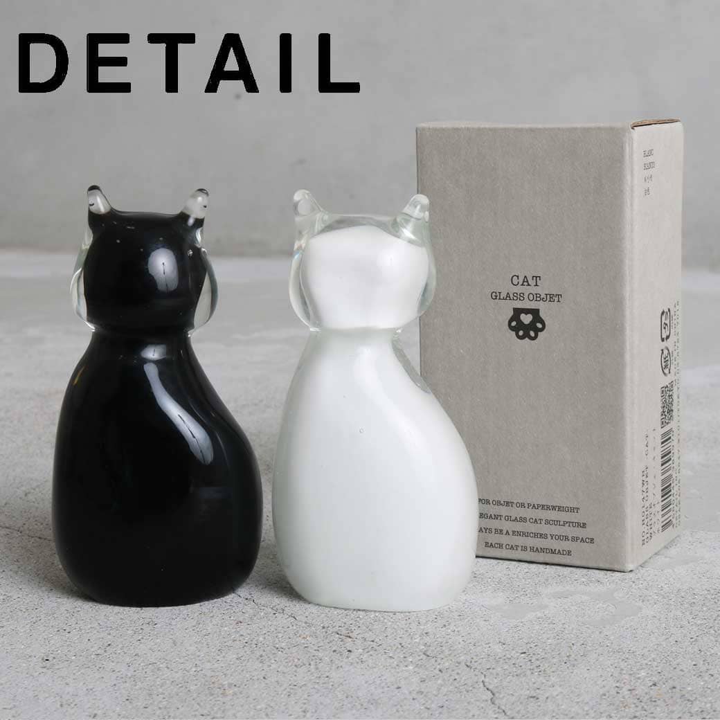 HERE by DETAIL ヒア バイ ディテール ガラス オブジェ キャット ユニセックス BLACK WHITE ONE SIZE 小物 雑貨 ペーパー ウェイト ナチュラル インテリア 猫