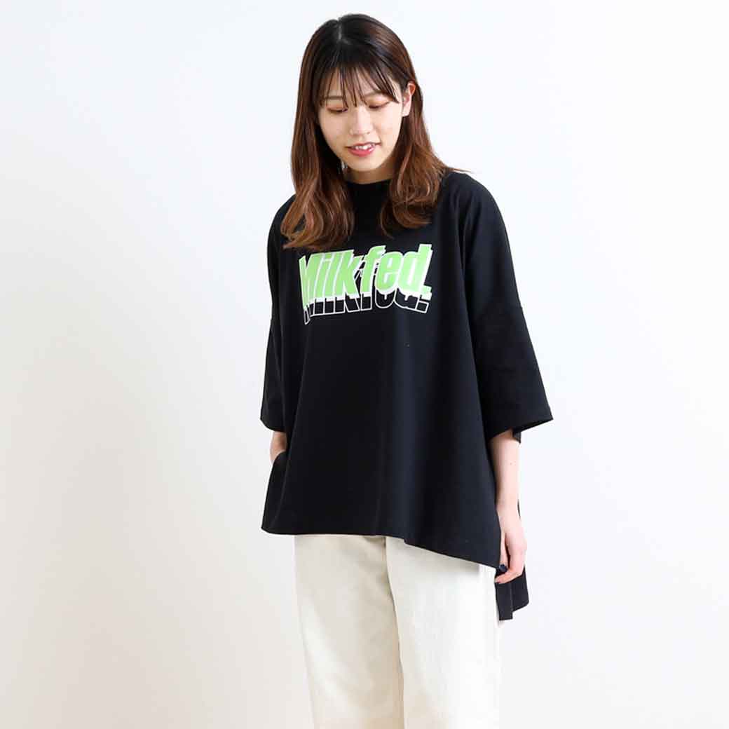 【5/9 20:00~5/16 9:59までP5倍】ミルクフェド MILKFED. SIDE SLIT TUNIC サイドスリットチュニック トップス 半袖 春夏 103221041017 レディース ボーンフリー BORN FREE