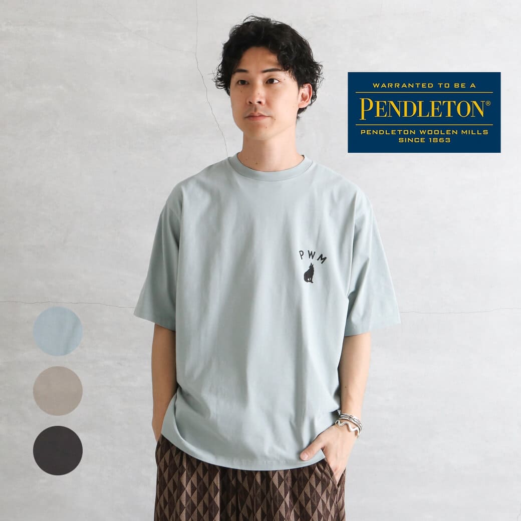 PENDLETON ペンドルトン バックプリント・プレーティング天竺Tシャツ メンズ 春夏 綿 ナイロン O.WHITE CHARCOAL SLATE BLUE GREGE S M L
