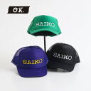 O.K. オーケー SAIKO メッシュキャップ ユニセックス 春夏 フロント ポリエステル100% メッシュ ナイロン100% BLK GRN PUR FRE...