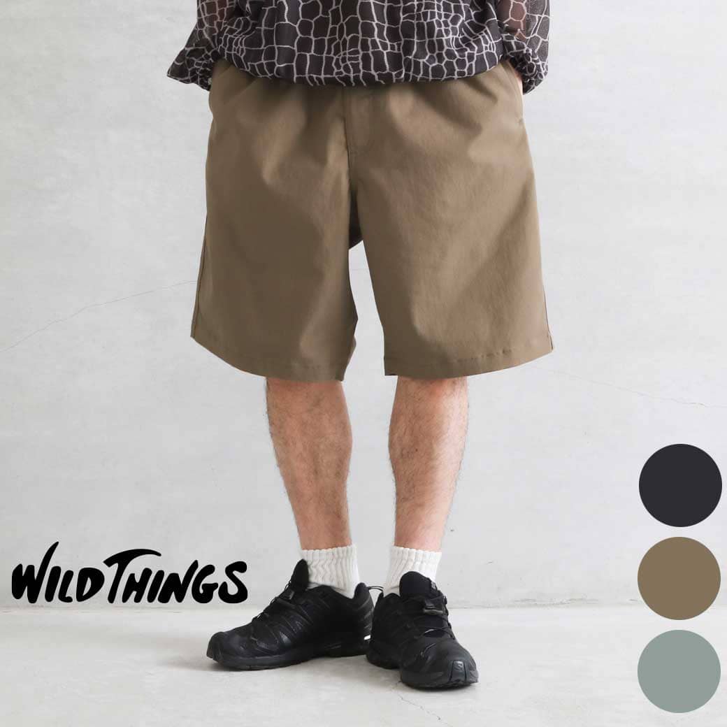 【4/24 20:00〜4/27 9:59までP10倍】WILD THINGS ワイルドシングス サマーテックツイルイージーショーツ メンズ 春夏 ポリエステル 複合繊維 BLACK KHAKI SAGE M L wt26047ad 送料無料