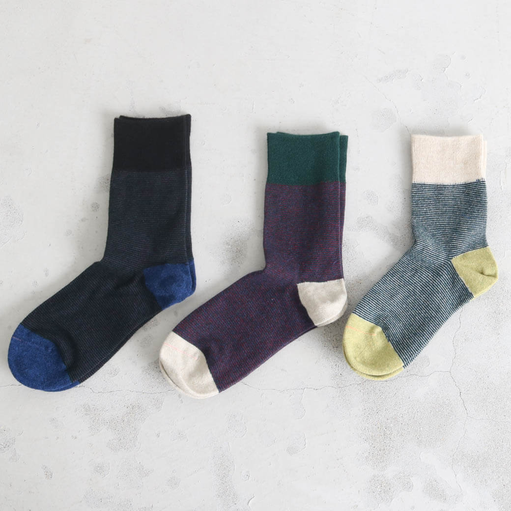 ROTOTO ロトト WOOLEN RETRO OD STRIPE SOCKS ソックス 靴下 ユニセックス 小物 ウール ストライプ レトロ カラー ボーンフリー BORN FREE