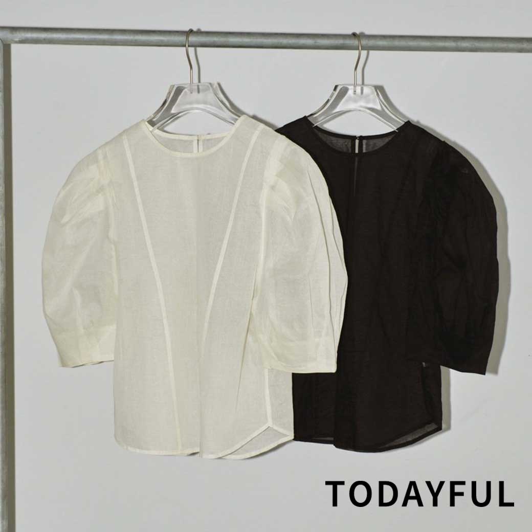 即納 TODAYFUL トゥデイフル Volumesleeve Organdy Blouse トップス ボリューム スリーブ オーガンジー ブラウス 半袖 レディース 2024ss 12410421 送料無料 BORNFREE ボーンフリー LIFE 039 s ライフズ