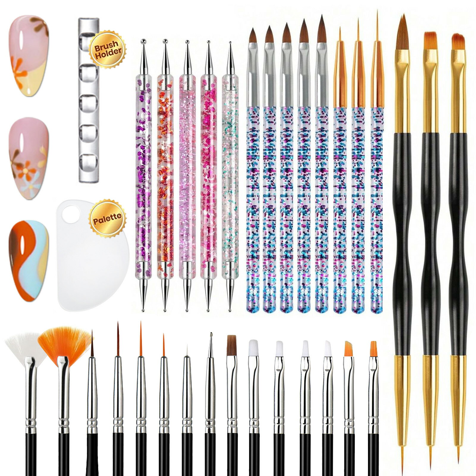 BORN PRETTYネイルブラシセット31本ネイルブラシジェルネイルブラシプラスペンスタンドとパレットセッ..