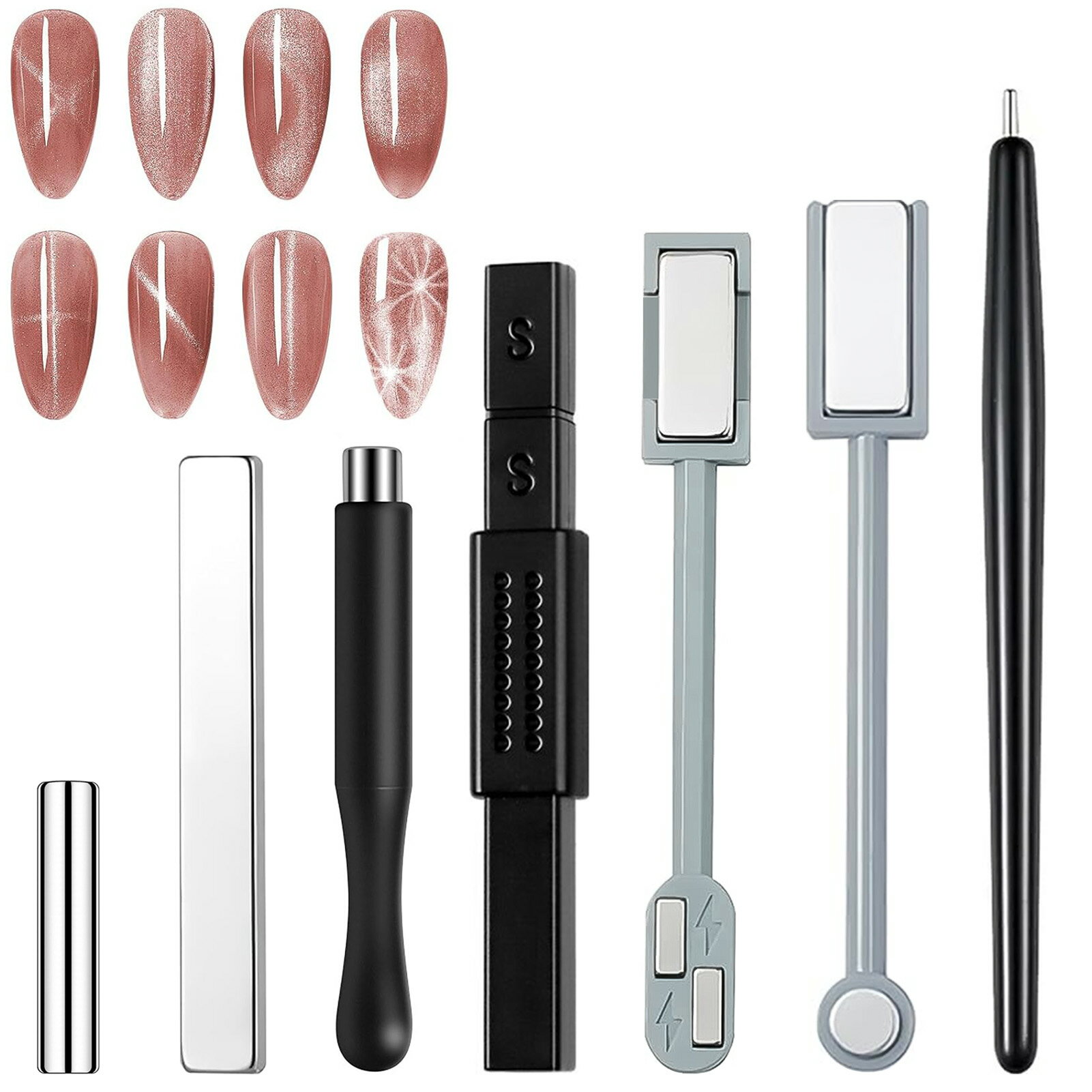 BORN PRETTY 7ピースマグネットセット、キャットアイマグネットツール、3Dキャットアイ効果マグネット..