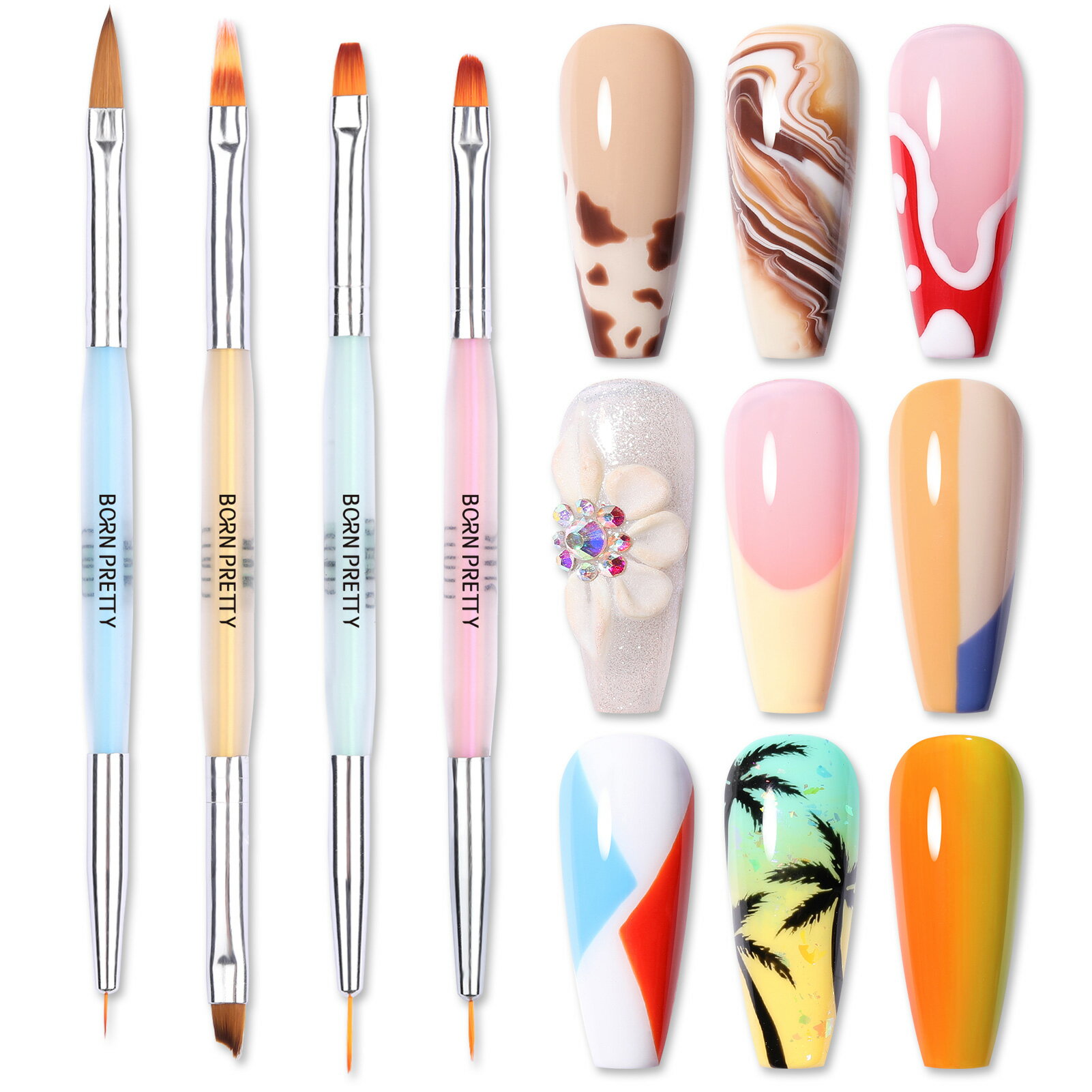 BORN PRETTY ネイルブラシセット ネイル 筆 ジェルネイルブラシ ふでセット ビルダーグルーブラシ ネイ..