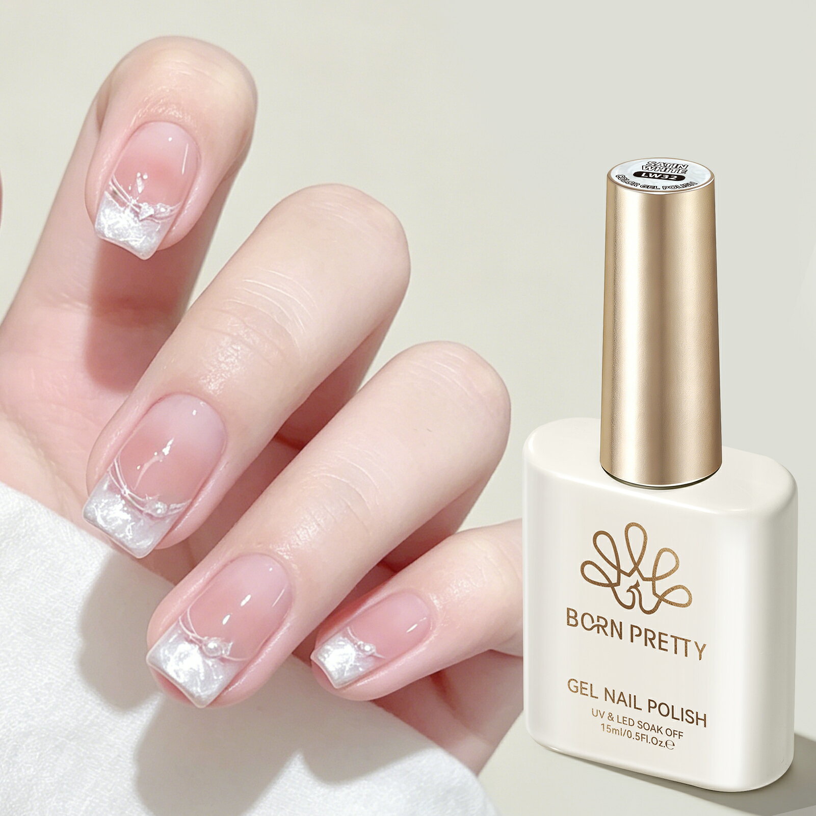 Rakuten - BORN PRETTY ジェルネイル 15ml ミルキーホワイト パールシマー なめらかな質感 U V・LED硬化 ソークオフタイプ