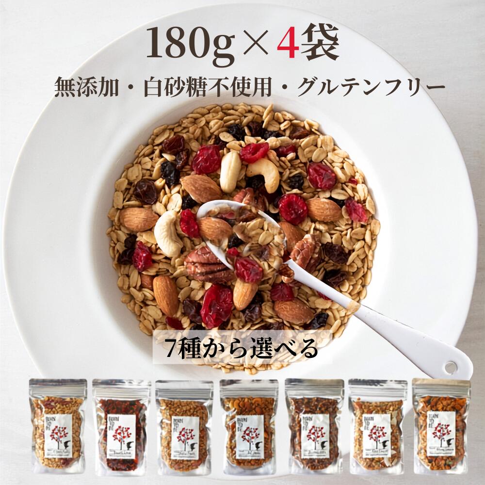 グラノーラ 180g×4個 セレクト 無添加 砂糖不使用 糖質オフ グルテンフリー 有機 ナッツ 素材 オートミール ナッツたっぷり オーガニック シリアル アサイーボウル 朝食 ポスト投函 ギフト ミック スナッツ　アサイーボウル