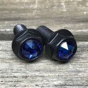 黒ステンレス&青クリスタルガラス 高耐久性 スワロフスキー ナンバーボルト 2本