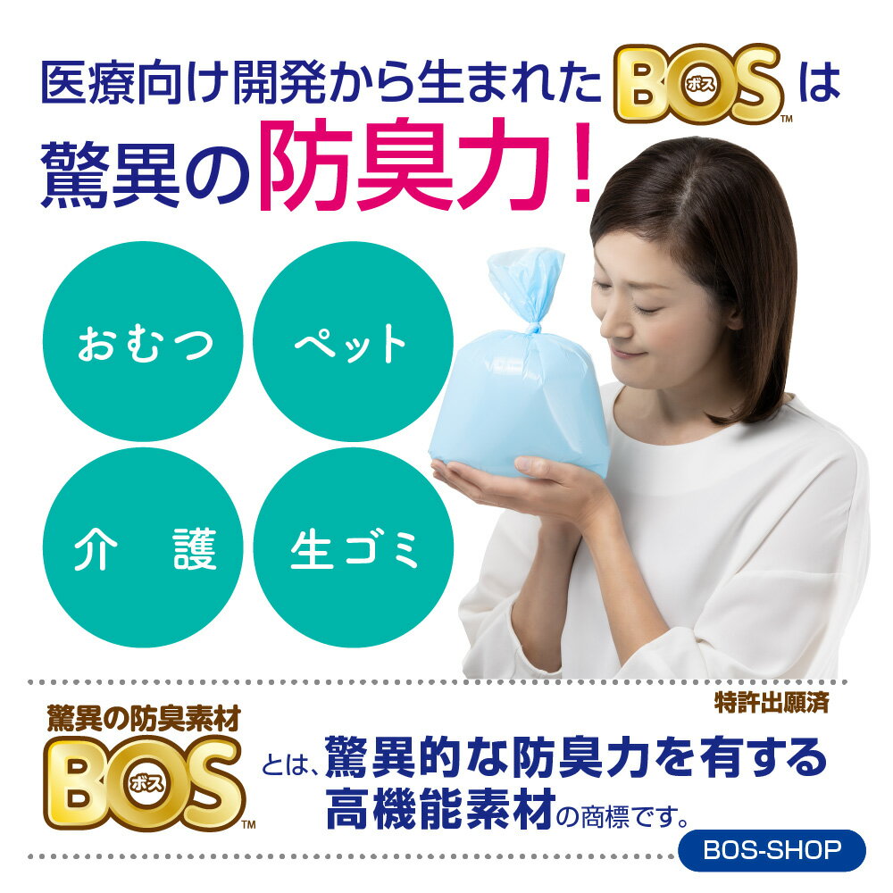 ●送料別●【公式BOS-SHOP★驚異の 防臭袋 BOS (ボス)】 うんちが臭わない袋 BOS ネコ用 Mサイズ 90枚入り（袋カラー：水色） 猫 ペット ウンチ 大人 オムツ トイレ 生ゴミ 処分 匂い 対策 エチケット マナー 散歩 旅