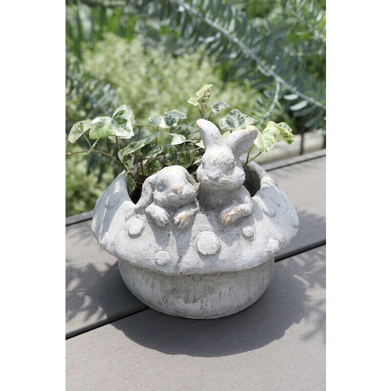 ラビットマッシュポット PR-05 ■■ COVENT GARDEN ポット 植木鉢 プランター 鉢カバー 植木鉢カバー ポットカバー プランターカバー オブジェ 置物 置き物 アンティーク調 ディスプレイ シャビー 店舗 雑貨 ガーデン インテリア コベントガーデン （100）