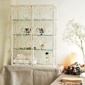 SHABBYIRON&GLASSSHELFWHITE【収納】【ラック】【ESP726WH】