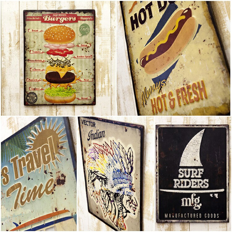 【SALE】レクトエンボスプレート EM16006 □□ B☆秋月貿易 サインボード アートボード ブリキ アメリカン レトロ インテリア オブジェ ディスプレイ ブリキ おしゃれ プレゼント