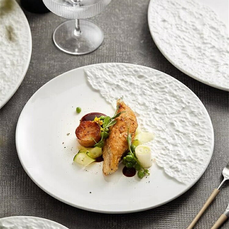 さざなみプレート [ S / M / L / XL ] JY2023112742 □□ DR4 SevenLy 食器 皿 プレート 大皿 中皿 ディナー小皿 プレート デザートプレート メインプレート ホワイト 白色 ステーキ ムニエル パスタ皿 レストラン 洋風 和風 大きい 小さい （100）