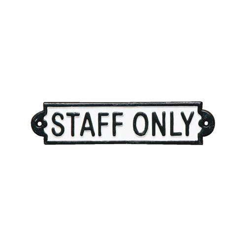 サインプレート アメリカン IRON SIGN ''STAFF ONLY'' 2430 □□ AR3 DULTON ダルトン ドアプレート スタッフオンリー 関係者以外立入禁止 ドアサイン アイアン おしゃれ 無骨 壁付 店舗サイン （60）