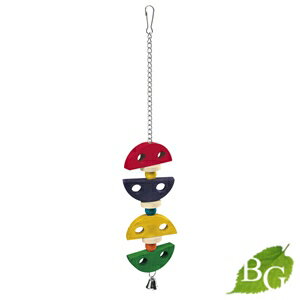 イタリアferplast社製 PA 4095 鳥 木製 おもちゃ バードトイ 止まり木 簡単取り付け 鈴付き 吊り下げ式