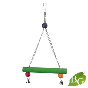 イタリアferplast社製 PA 4098 鳥 木製 おもちゃ バードトイ 止まり木 ブランコ ぶらんこ 簡単取り付け 鈴付き 吊り下げ式