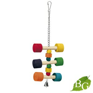 イタリアferplast社製 PA 4091 鳥 木製 おもちゃ バードトイ 止まり木 ブランコ ぶらんこ 簡単取り付け 鈴付き 吊り下げ式