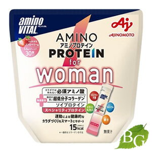 商品説明「アミノバイタル(R)」アミノプロテイン for womanはカラダでは作ることのできない組成の必須アミノ酸2700mgとソイプロテイン、一般的なコラーゲンより吸収の早い「超低分子コラーゲン」を配合し、カラダに不足しがちな鉄分・カルシウム、運動時に失われやすいビタミンB6、B12、Cも手軽に摂取できる、運動による健康的なカラダづくりをスマートにサポートするシェイカー不要のプロテインです。持ち運びやすいスティックタイプなので、いつでもどこでも水などと一緒にお飲み頂けます。1回分約15kcalと市販のプロテインの約1／5のカロリーですので、引き締まったカラダや健康的でキレイなカラダを目指して継続的にトレーニングをする方におすすめです。お召し上がり方トレーニング後または1日の終わりなど1日1?3回の摂取がおすすめです。水などの飲料と一緒にそのままお飲みください。原材料粉末状大豆たん白(国内製造)、コラーゲンペプチド(ゼラチンを含む)／ロイシン、リジン、バリン、イソロイシン、スレオニン、フェニルアラニン、クエン酸(Na)、乳酸Ca、ショ糖脂肪酸エステル、メチオニン、ヒスチジン、甘味料(アスパルテーム・L-フェニルアラニン化合物、アセスルファムK)、トリプトファン、レシチン、ピロリン酸鉄、着色料(アカキャベツ色素)、V.C、ナイアシン、香料、パントテン酸Ca、V.B6、V.B1、V.B2、V.A、V.D、V.B12注意事項製品の外観・仕様パッケージ等が予告なく変更となる場合があり、掲載画像と異なる事がございます。予めご了承下さいませ。商品名味の素 アミノバイタル アミノプロテイン for Woman ストロベリー味内容量等30本入メーカー味の素株式会社生産国日本製商品区分健康食品広告文責株式会社ロバース 050-3334-5906