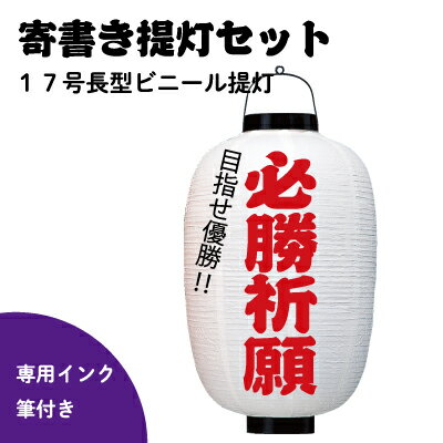 寄書き提灯セット 17号 長型サイズ 専用インク 筆付き | 開店祝い 卒業記念 同窓会 優勝祈願 送別会 誕生祝 終演記念 栄転祝い 退職祝 長寿祝 還暦祝 結婚祝 出産祝 新築祝 入園入学祝 合格祈願