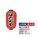 【熟練職人手書き】12号長型 1面 黒1色+白フチ名入れ ビニール提灯 全1種 | 太楷書風 正面のみ 文字入れ 名入れ ちょうちん | 店舗装飾 看板 お祭り 1