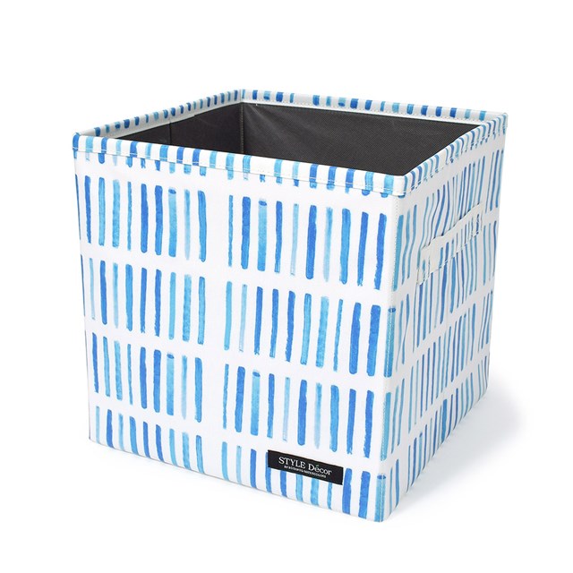 ファブリックボックス Sサイズ (26cm×26cm) ブルーサーフ ブルー ストライプ 収納ボックス おしゃれ オシャレ カラーボックス タオル 小物 収納 衣装ケース 寝室 リビング クローゼット 小物 物入れ 折りたたみ 衣類