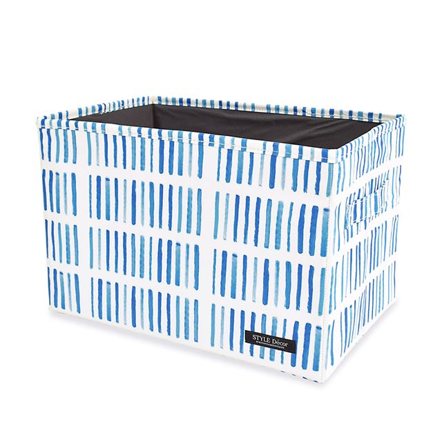 ファブリックボックス Mサイズ (25cm×38cm×25cm) ブルーサーフ ブルー ストライプ 収納ボックス おしゃれ オシャレ カラーボックス タオル 小物 収納 衣装ケース 寝室 リビング クローゼット 小物 物入れ 折りたたみ 衣類
