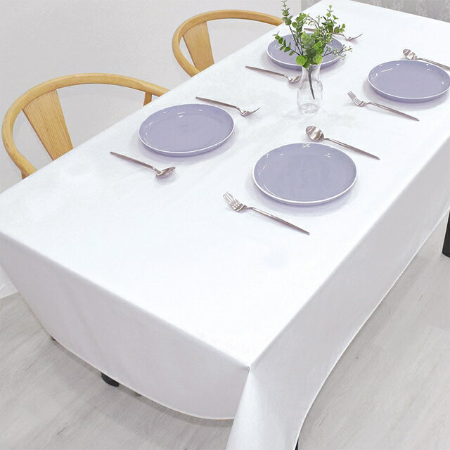 テーブルクロス おしゃれ 北欧 (142cm×210cm) スタンダードタイプ 無地ツイル ホワイト キャンプ キャンプ用 BBQ アウトドア テーブルマット 食卓カバー ダイニングテーブル テーブル 長方形 ダイニング