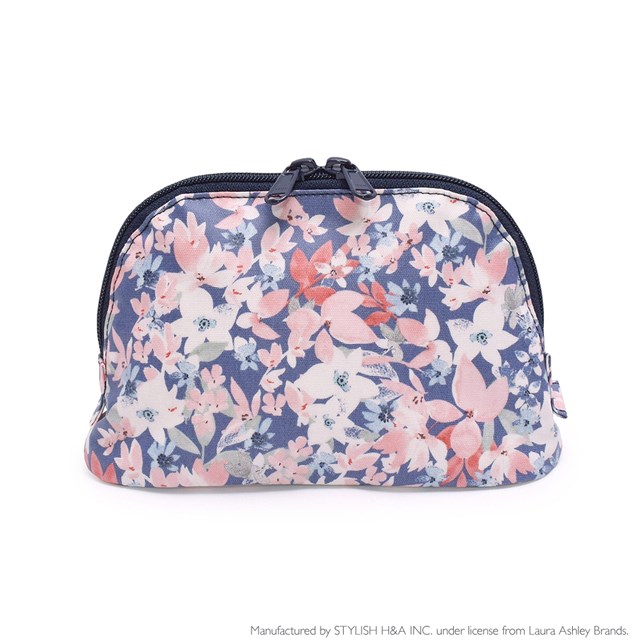 LAURA ASHLEY ポーチ 小物入れ 小さめ かわいい ブランド マチ 軽い おしゃれ 旅行 化粧 ポーチ ラウンドポーチ スモールサイズ Floret ローラアシュレイ