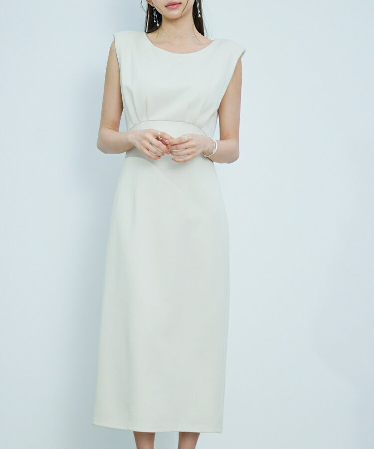 Rakuten - ワンピース レディース クルーネックワンピース クルーネック タイトシルエット ミモレ丈 ウエストマーク スリット入り バックウエストシャーリング カットソー素材 脚長効果 肩パッド付き 薄手 涼しい きれいめ 大人 ワンサイズ 夏 SAISON DE PAPILLON sdp0292b