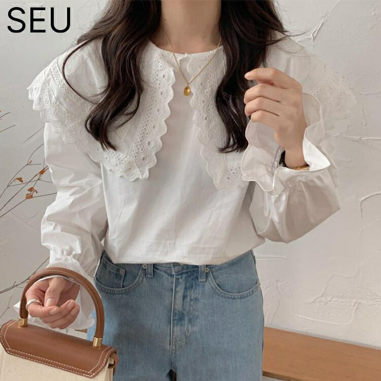 Rakuten - ラウス ビッグ襟 シャツ プルオーバー トップス ゆったり レース 日焼け対策 冷房対策 春夏秋 長袖 薄手 オフィスカジュアル きれいめ きれいめカジュアル 通勤 ビジネス 入学式 卒業式 SEU seu26ht1023