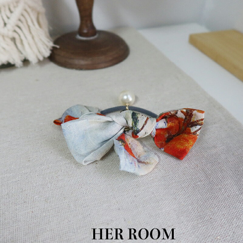 アートプリントミニバウタイ パールペンダント コーデュロイ紐 20 代文系ガール アフタヌーンティー デートアクセ 自己へのご褒美 ギフトプレゼント 母の日ギフ...