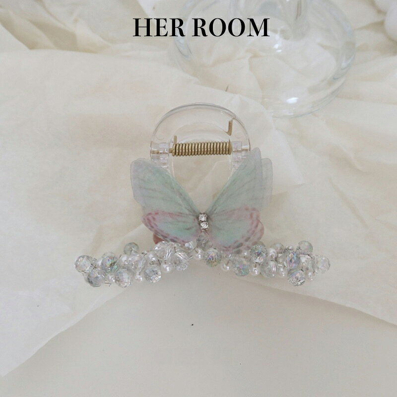 ファンタジーチョウチョヘアクリップ クリアクリスタルの輝き パステル蝶々の幻想的風合い 透け感デザインの繊細さ 20 代レディース デートアクセ アフタヌーンテ...