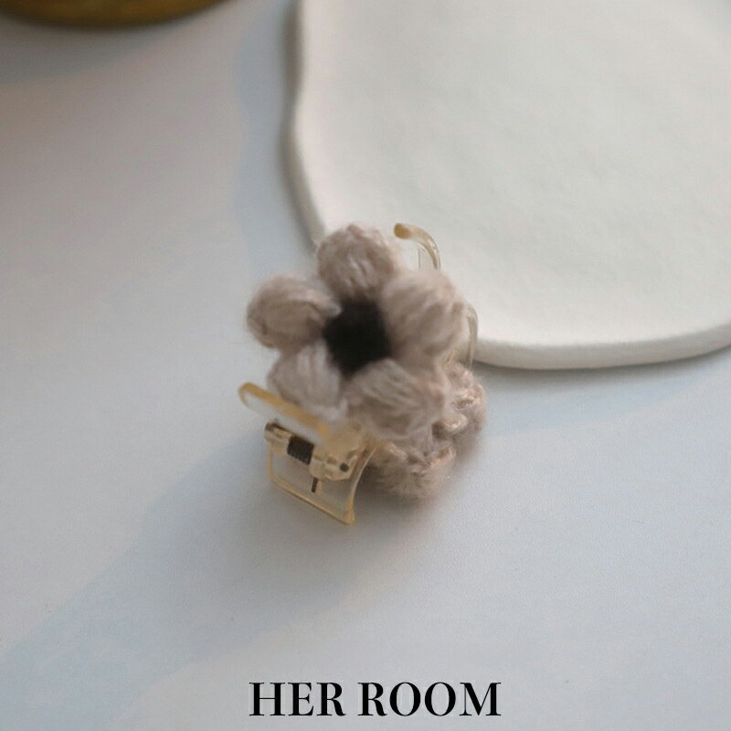 【ポイント5倍★11/27 1:59まで】ハンドニットフラワーヘアクリップの手作り愛情 ベージュ × ブラウンの..