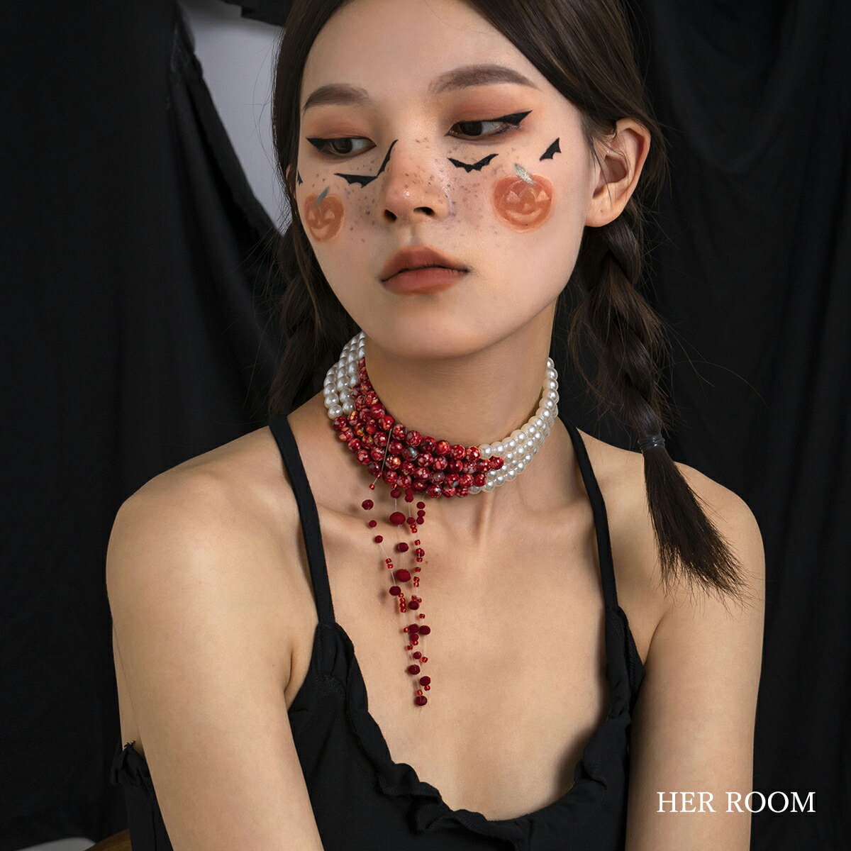 【★半額限定★スーパーSALE期間中】ハロウィン コスプレ チョーカー 真珠ネックレス パール レディース 魔女 アクセサリー 首飾り 首輪 コスチューム 仮装 ハロウィン小物 パーティーグッズ イベント 小物 グッズ 余興 変装 かわいい 可愛い おしゃれ 個性的