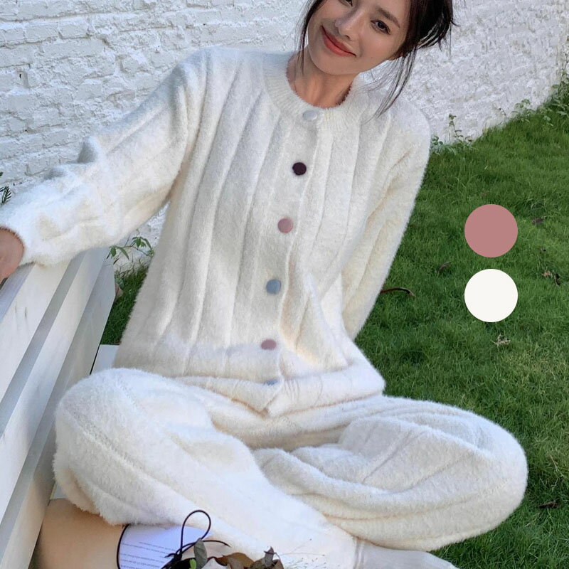 【ポイント5倍★11/27 1:59まで】ルームウェア レディース 冬 セーター 部屋着 レディース ルームウェア パジャマ ニット暖かい ルームウェア 上下セット ホーム服 カジュアル 柔らかい 防寒 ルームウェア クルーネック 2点セット 可愛い きれいめ