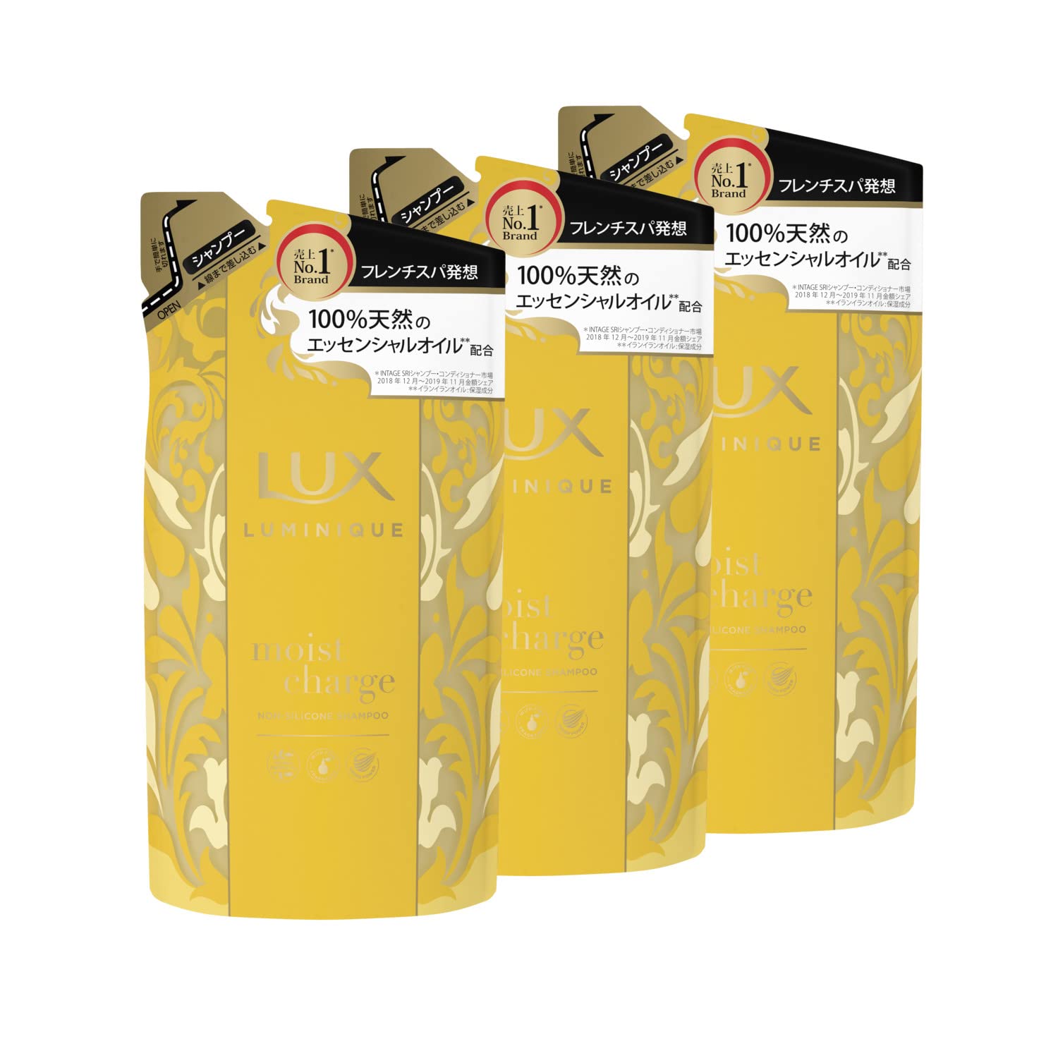 乐天商城 - LUX ラックス ルミニーク モイストチャージ シャンプー 詰め替え 350g ×3個セット パサつき髪にうるおいチャージ フレンチスパ発想