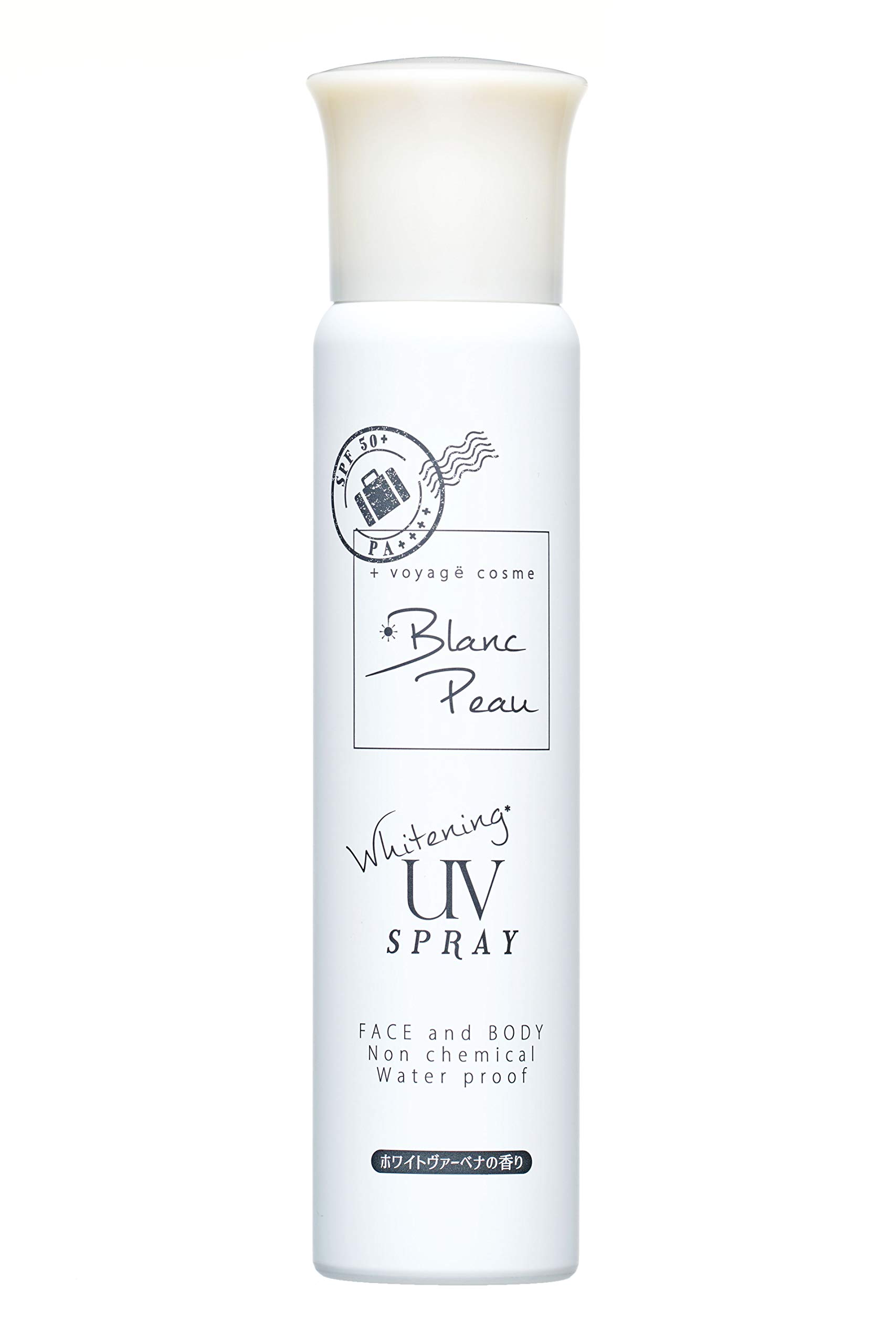 Blanc Peau ブランポゥ 薬用美白UVスプレー SPF50+ PA++++ ノンケミカル 日焼け止め 顔 体 髪用 透明 ホワイトヴァーベナの香り 80g