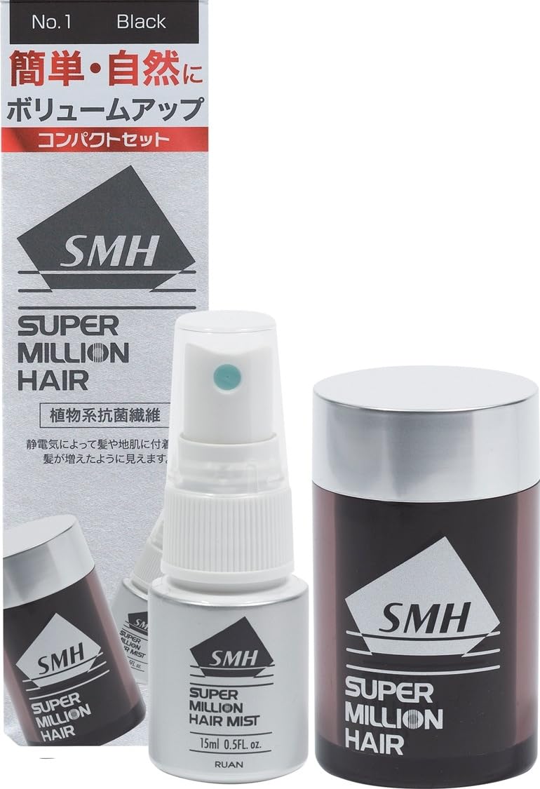 乐天商城 - スーパーミリオンヘアー コンパクトセット No.2 ダークブラウン 10g + ミスト15ml ミニサイズ 携帯用 薄毛隠し 白髪隠し 男性用 女性用 ヘアケア ルアン