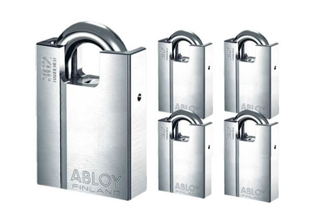 【5個セット】南京錠 PADLOCK クロームメッキ レイズド・ショルダータイプ [PL362N] アブロイ（ABLOY） 1