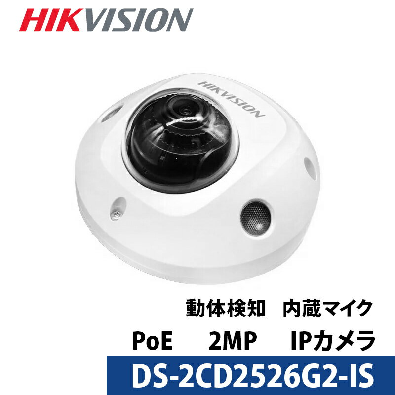 243万画素 動体検知搭載 マイク内蔵 HIKVISION 防犯カメラ IP 屋外屋内 カメラ電源不要 スマホ監視 PoE DS-2CD2526G2-IS ミニドーム型 レンズサイズ2.8mm