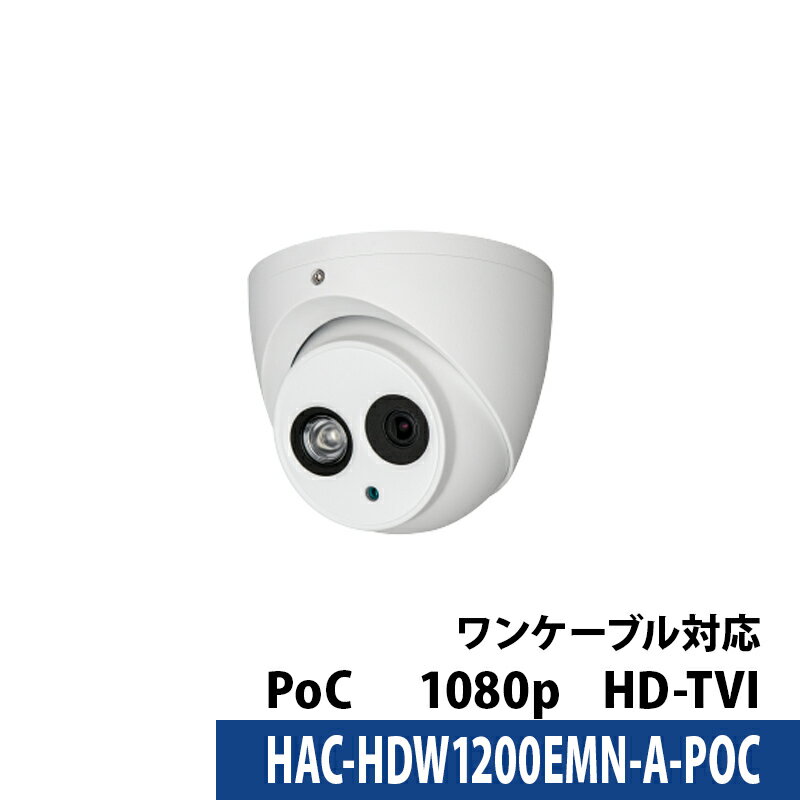 243万画素 Dahua(ダーファ)防犯カメラ アナログ 屋外屋内 カメラ電源不要 スマホ監視 PoC HAC-HDW1200EMN-A-POC タレット型 レンズサイズ3.6mm