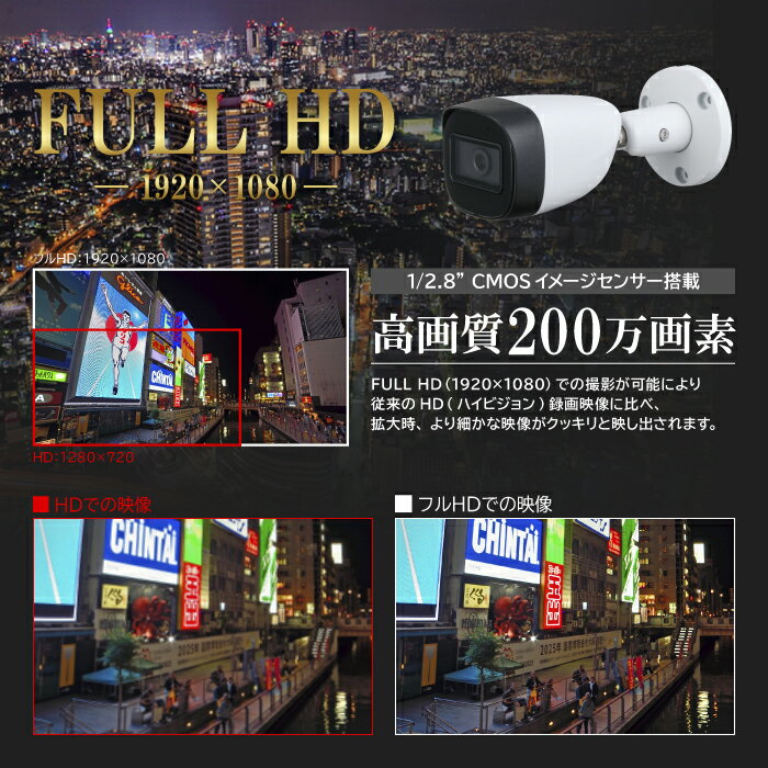 防犯カメラ CVI 200万画素 防水暗視カメラ 屋外 家庭用 監視カメラ 防水 暗視 IP67防水 バレット 屋外用 マイク 集音 留守 車上荒らし イタズラ 不法投棄 2