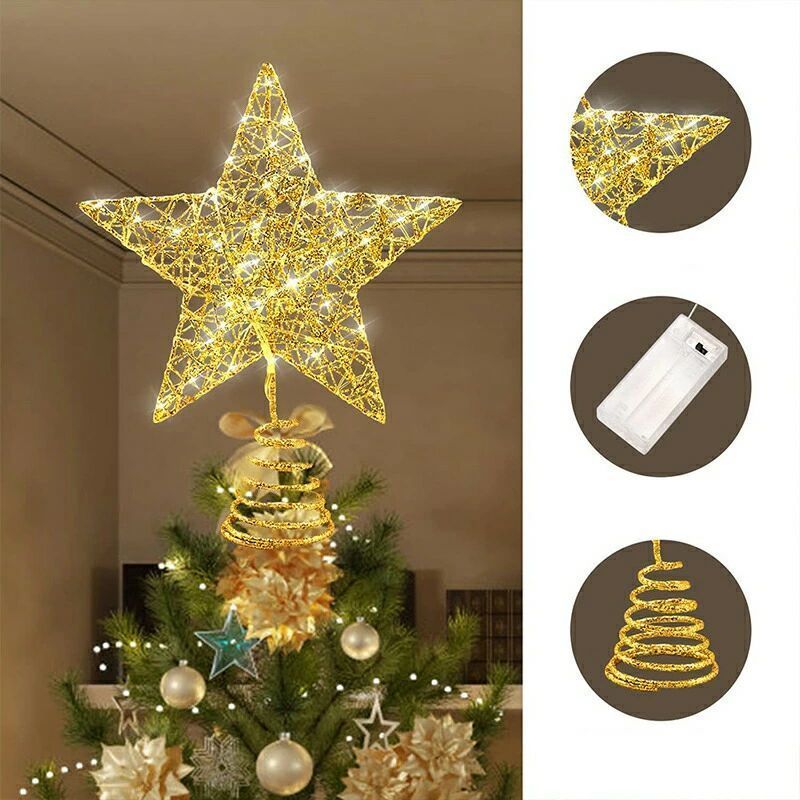 boundaryショップのトップスター クリスマスツリー 星飾り キラキラ 輝く星 ラメ 飾り ギフト ツリートップ 星 トップ トップスター｜アングル3