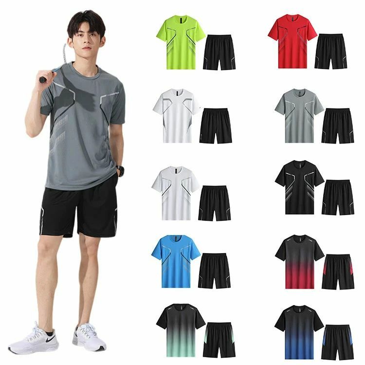 メンズ 上下セット 半袖tシャツ ショートパンツ ランニングウェア トレーニングウェア カジュアル 薄手 吸汗速乾 無地