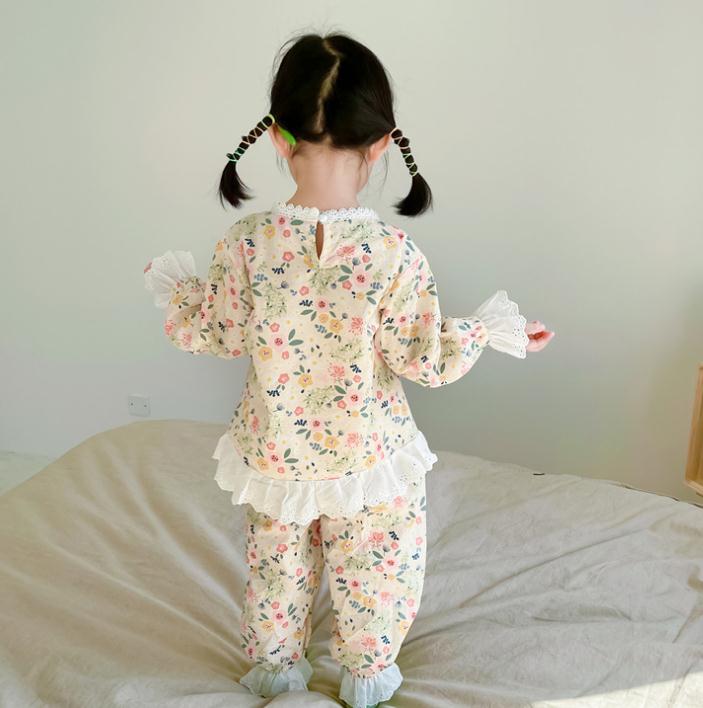 ルームウェア キッズパジャマ ズボン セットアップ 上下セット パジャマ ベビー キッズ 綿製【子供用】【女の子】花柄 キッズ — vista 2