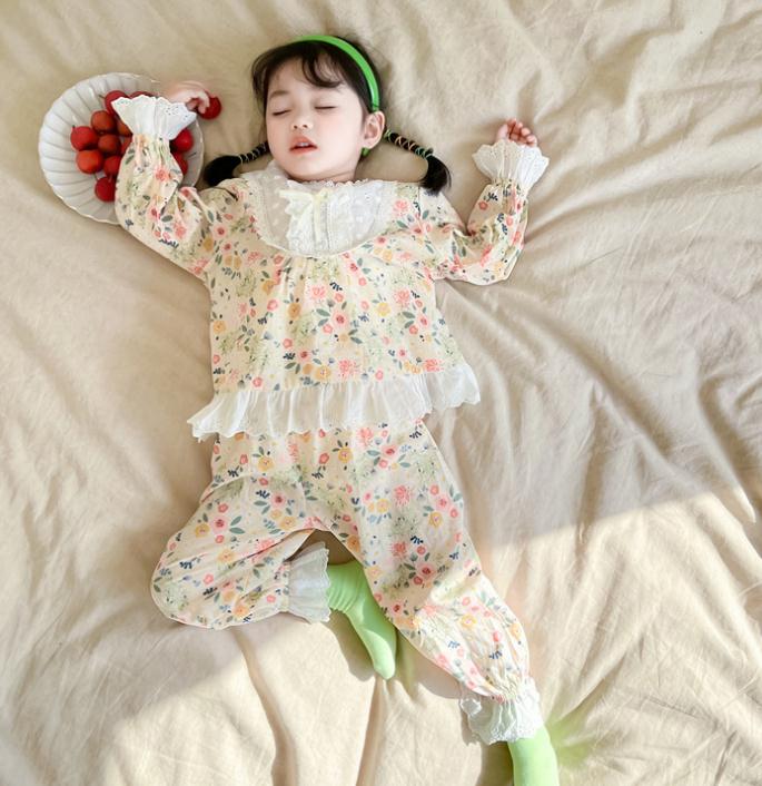 ルームウェア キッズパジャマ ズボン セットアップ 上下セット パジャマ ベビー キッズ 綿製【子供用】【女の子】花柄 キッズ — vista 3